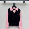 miumiu high-end lapel knitted wool sweater high-quality base shirt