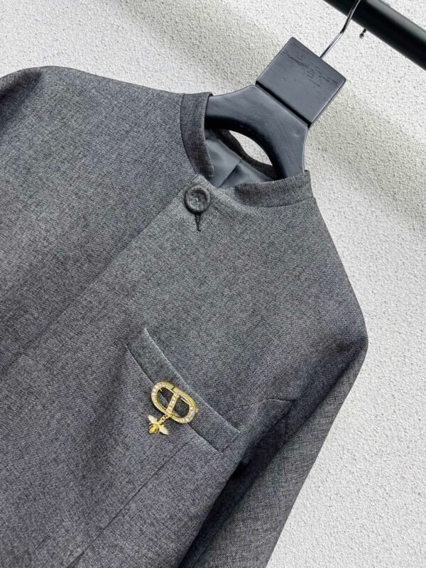 DIOR gray suit jacket with brooch high quality clothing
