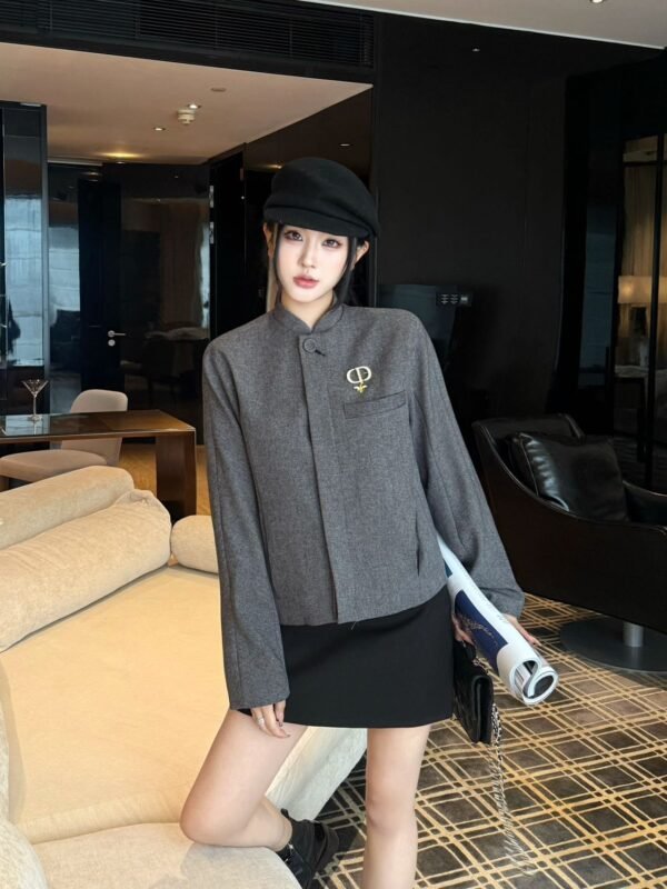 DIOR gray suit jacket with brooch high quality clothing
