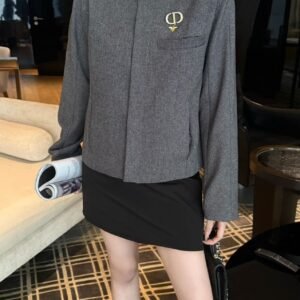 DIOR gray suit jacket with brooch high quality clothing