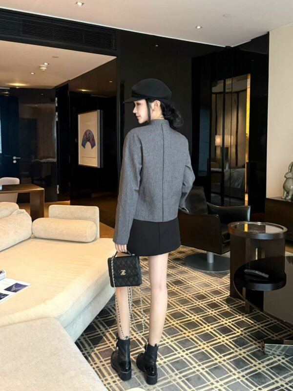 DIOR gray suit jacket with brooch high quality clothing