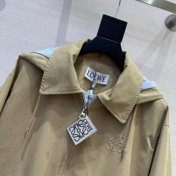 Loewe striped patchwork hooded windbreaker jacket