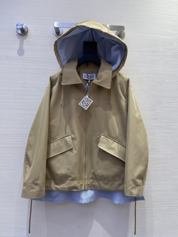 Loewe striped patchwork hooded windbreaker jacket