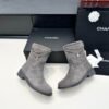 Chanel autumn and winter new double C chain pendant short boots upper cowhide material