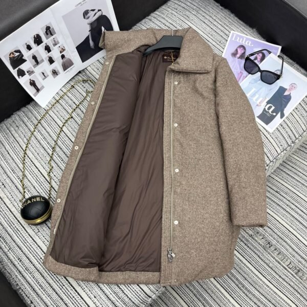 Loro Piana New style lapel wool down jacket mid-length coat lining 90% white goose down filling high-end quality