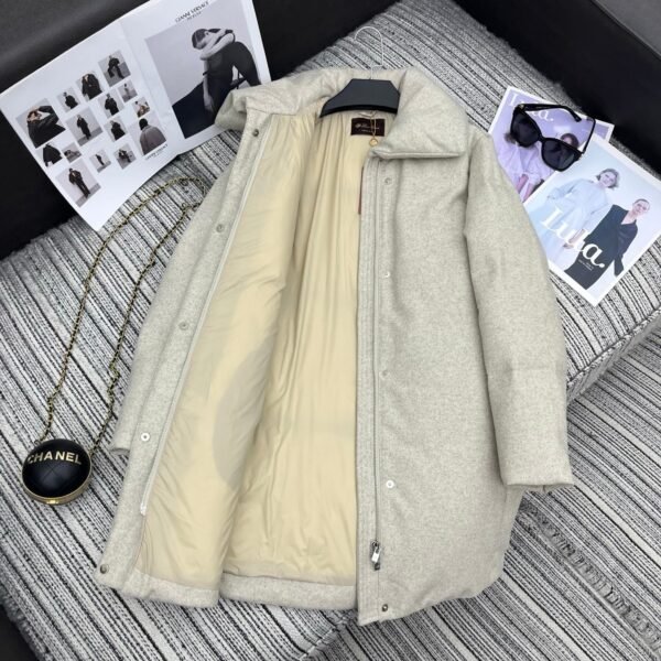 Loro Piana New style lapel wool down jacket mid-length coat lining 90% white goose down filling high-end quality