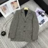 miumiu New herringbone lapel suit jacket with letter patch embroidery on the pockets High-end quality
