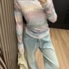 Loewe rainbow print mesh bottoming shirt is light and breathable