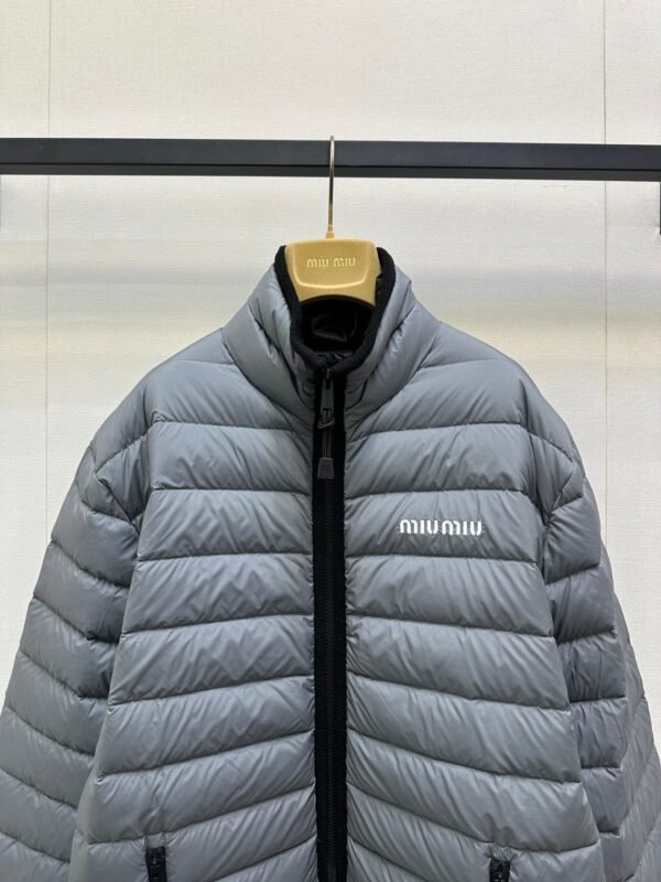 miumiu 2025 autumn and winter new logo embroidered lightweight down jacket with 90% white goose down filling