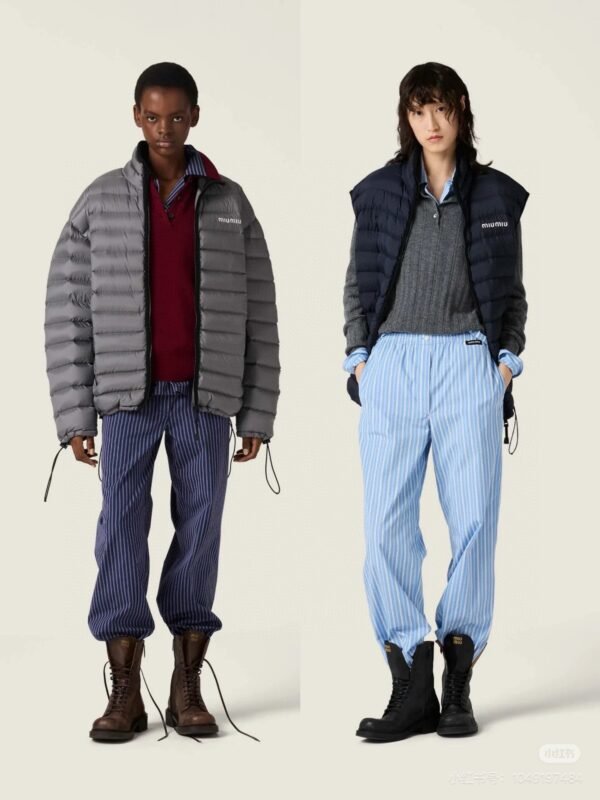 miumiu 2025 autumn and winter new logo embroidered lightweight down jacket with 90% white goose down filling