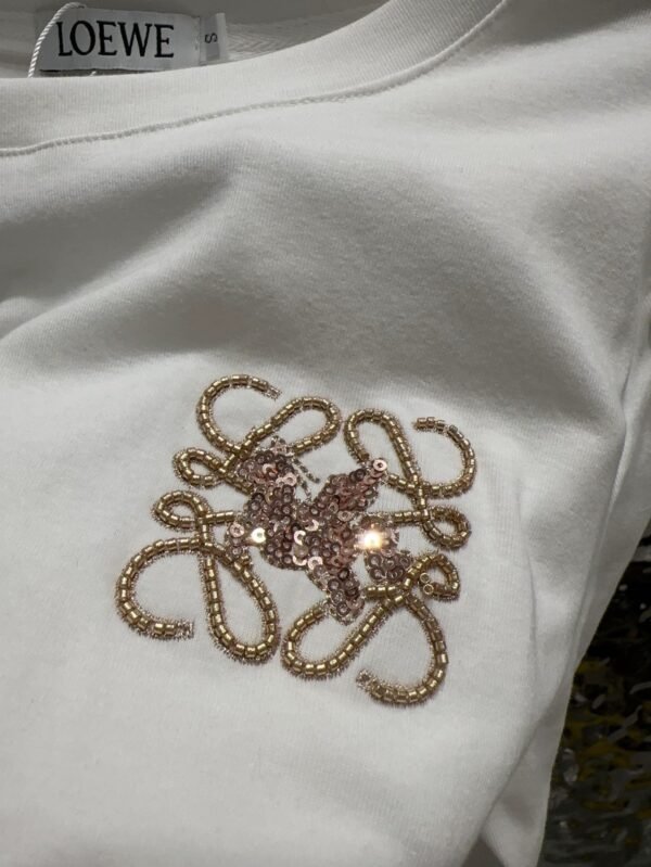 Loewe 2025 new round neck beaded long-sleeved top bottoming shirt