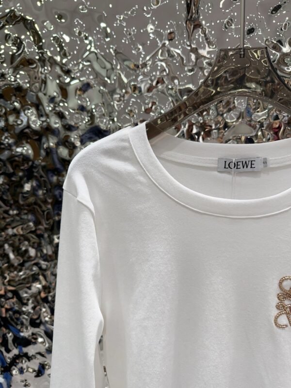 Loewe 2025 new round neck beaded long-sleeved top bottoming shirt