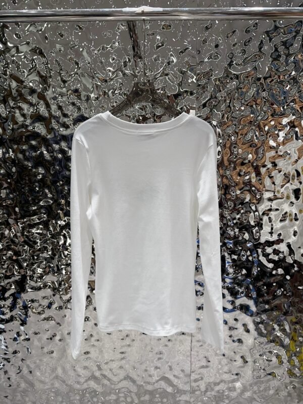 Loewe 2025 new round neck beaded long-sleeved top bottoming shirt
