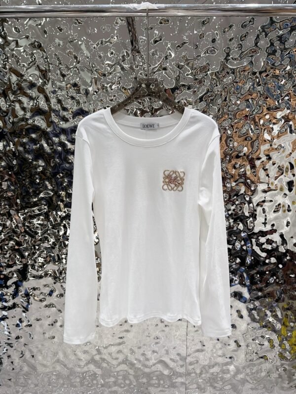 Loewe 2025 new round neck beaded long-sleeved top bottoming shirt