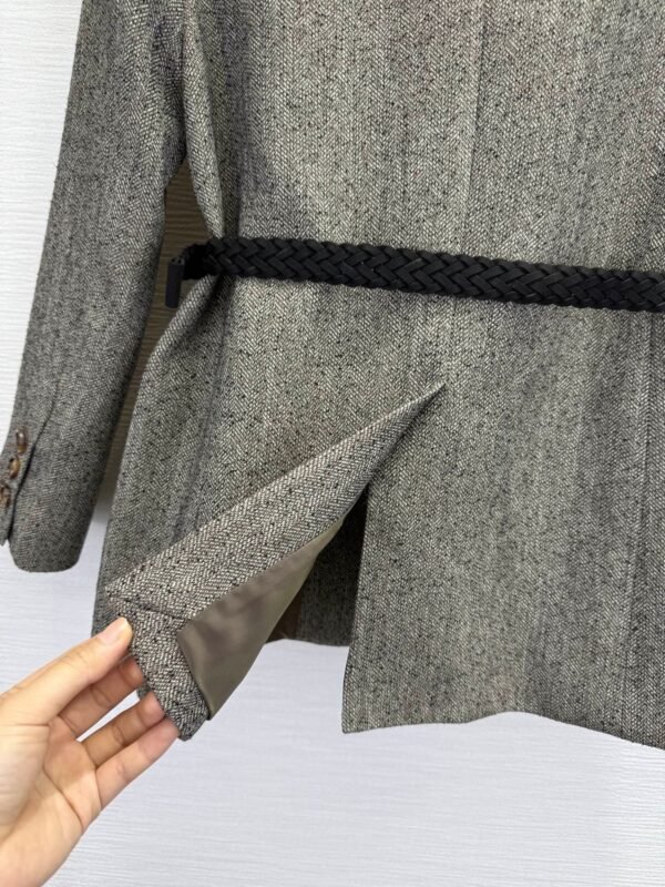Brunello Cucinelli New autumn and winter herringbone suit jacket BC’s iconic handmade beaded decoration with genuine leather braided belt