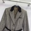Brunello Cucinelli New autumn and winter herringbone suit jacket BC’s iconic handmade beaded decoration with genuine leather braided belt