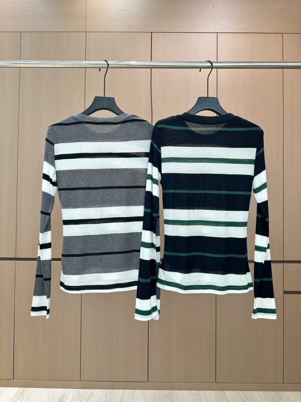 miumiu Tencel wool striped bottoming shirt