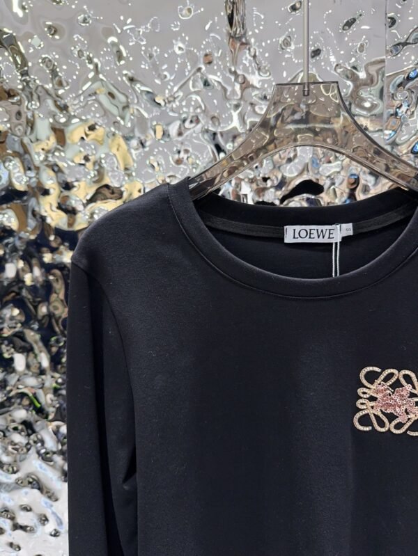 Loewe 2025 new round neck beaded long-sleeved top bottoming shirt