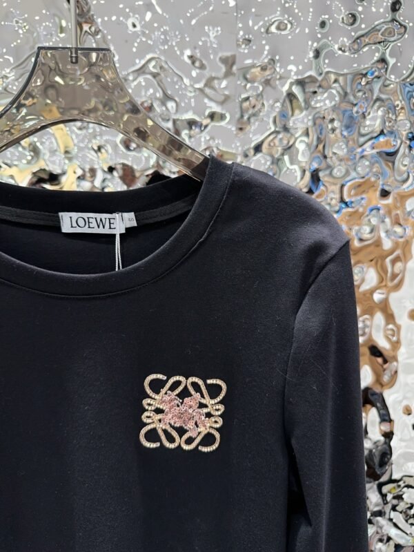Loewe 2025 new round neck beaded long-sleeved top bottoming shirt
