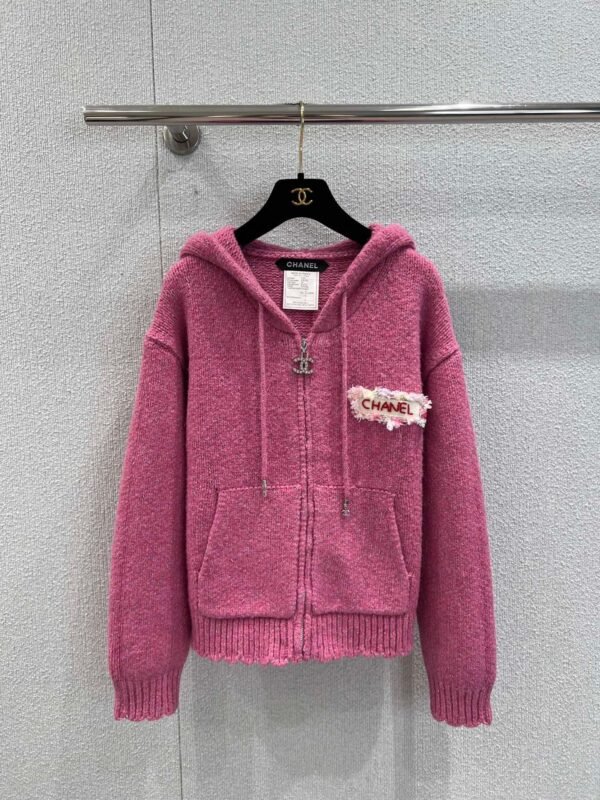 Chanel autumn and winter new micro-mark drawstring hooded knitted cardigan jacket high-quality clothing