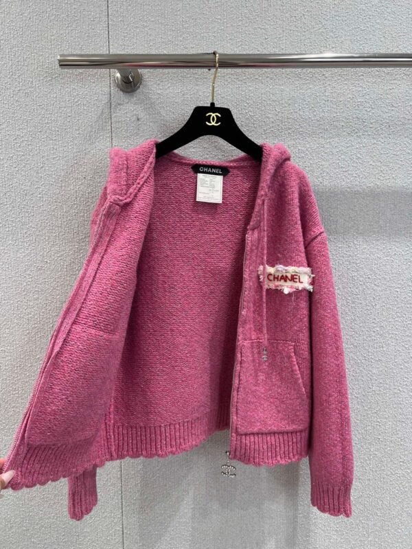 Chanel autumn and winter new micro-mark drawstring hooded knitted cardigan jacket high-quality clothing
