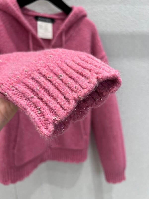 Chanel autumn and winter new micro-mark drawstring hooded knitted cardigan jacket high-quality clothing