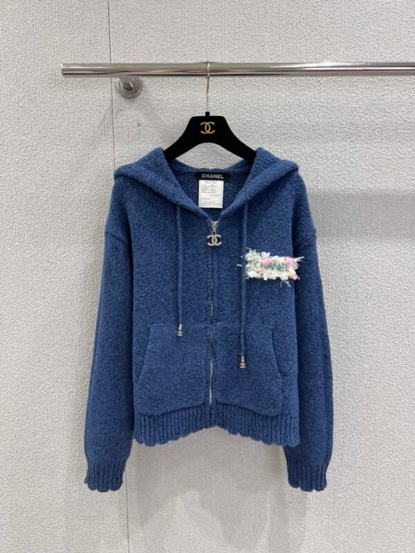 Chanel autumn and winter new micro-mark drawstring hooded knitted cardigan jacket high-quality clothing