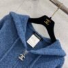 Chanel autumn and winter new micro-mark drawstring hooded knitted cardigan jacket high-quality clothing
