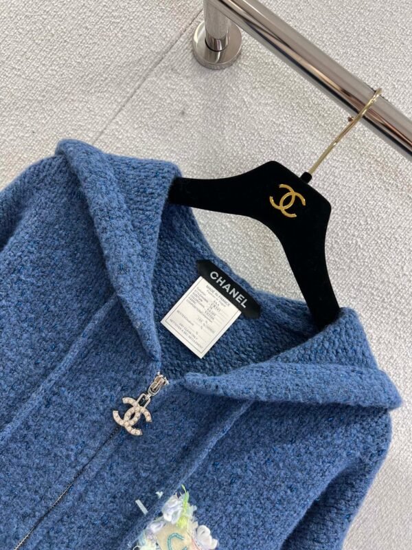 Chanel autumn and winter new micro-mark drawstring hooded knitted cardigan jacket high-quality clothing