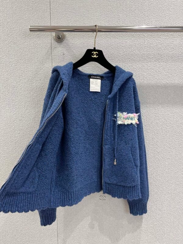 Chanel autumn and winter new micro-mark drawstring hooded knitted cardigan jacket high-quality clothing