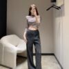 miumiu new micro logo casual trousers
