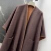 MaxMara autumn and winter new high-end minimalist style double-sided nylon cape jacket double-sided nylon cashmere wool fabric