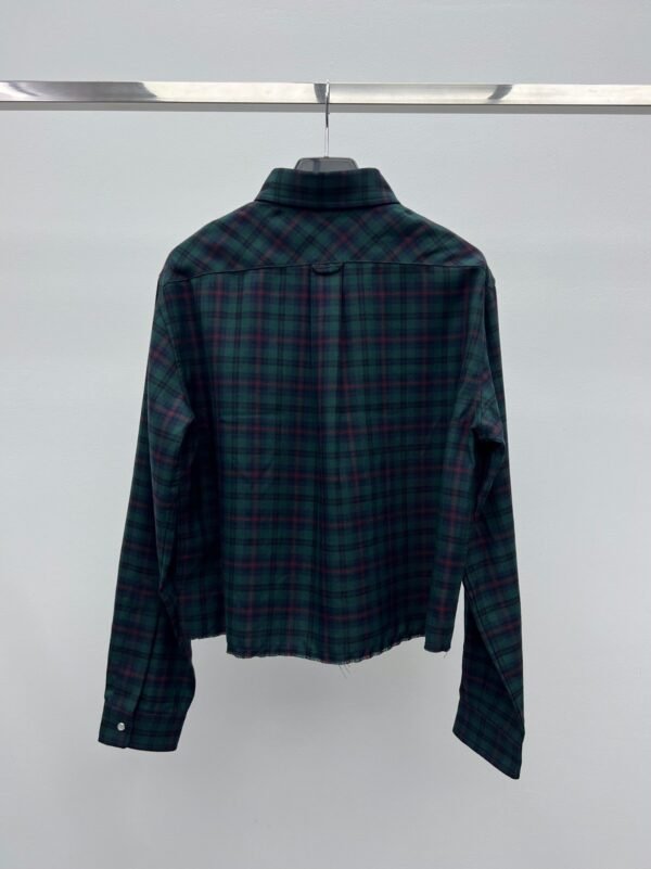 miumiu green plaid suit shirt uses retro contrasting plaid pattern High-quality clothing