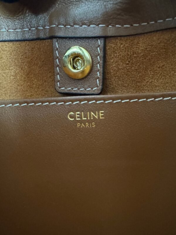 Celine Mini Shopping Bag, CABAS TRIOMPHE Small Smooth Calfskin Drawstring Bag, Premium Version. Dimensions: 22 x 17 x 15 cm