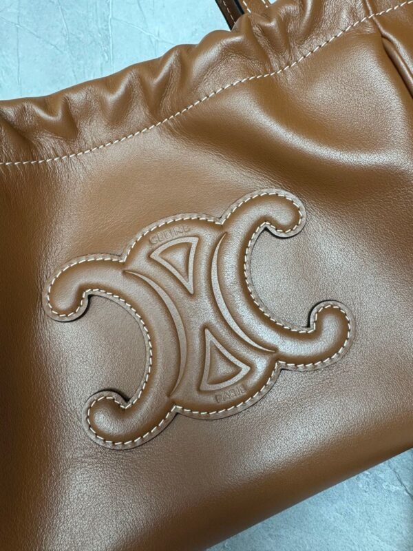 Celine Mini Shopping Bag, CABAS TRIOMPHE Small Smooth Calfskin Drawstring Bag, Premium Version. Dimensions: 22 x 17 x 15 cm