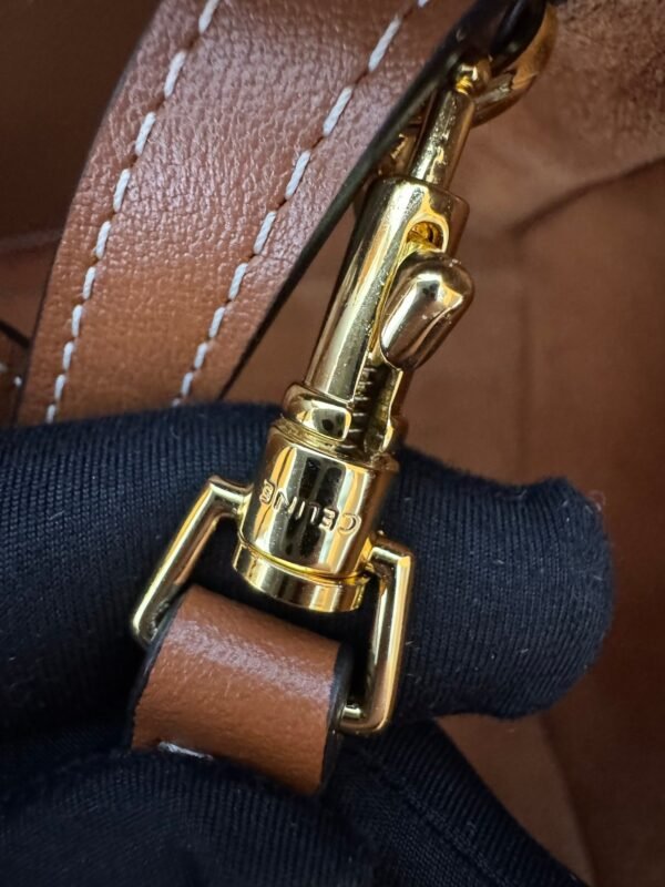 Celine Mini Shopping Bag, CABAS TRIOMPHE Small Smooth Calfskin Drawstring Bag, Premium Version. Dimensions: 22 x 17 x 15 cm