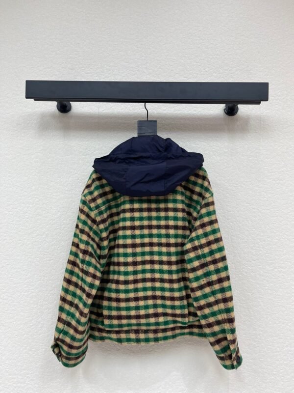Miu Miu Fall/Winter New Classic Plaid Print Jacket Hooded Coat