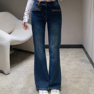 Loro Piana Fall/Winter New Arrival: Two-Button Double-Pocket Stretch Flared Jeans – Premium Quality