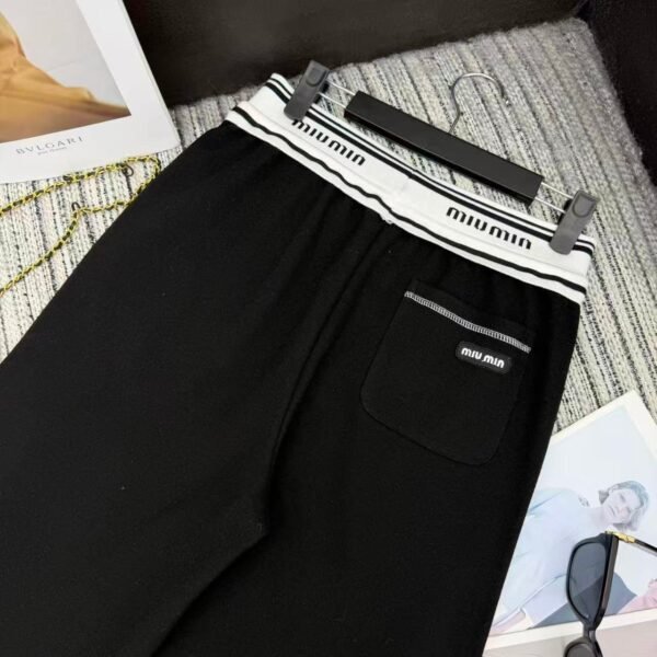 Miu Miu new style wide-leg trousers with elastic waistband and letter design.