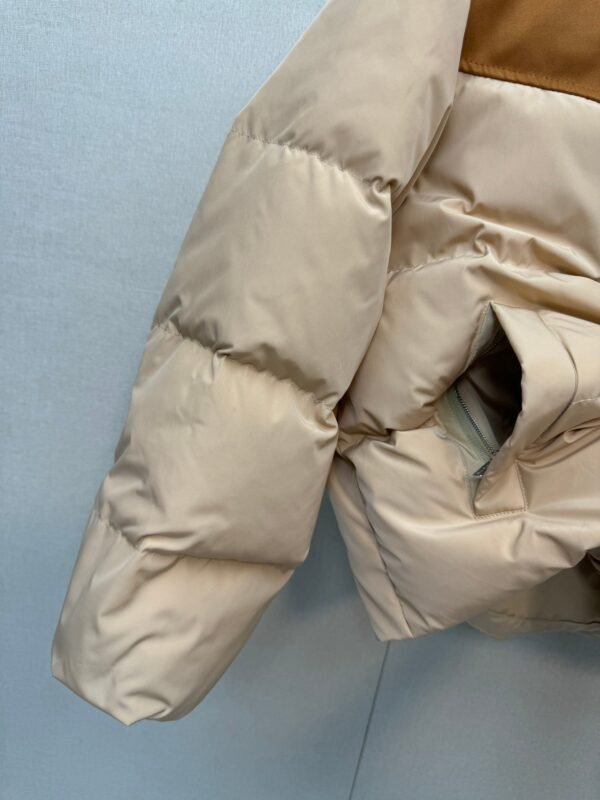 miumiu 2025 New Down Jacket with Suede Patchwork Fabric and Clever Trimming Techniques