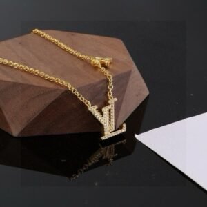 LV golden letter necklace
