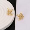 LV golden letter stud earrings