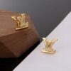 LV golden letter stud earrings