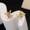 LV golden letter stud earrings