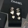 Chanel light gold heart heart earrings