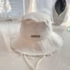 jacquemus raw edge drawstring bucket hat