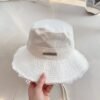jacquemus raw edge drawstring bucket hat