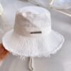 jacquemus raw edge drawstring bucket hat