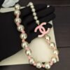 ch*nel pink cc pearl necklace