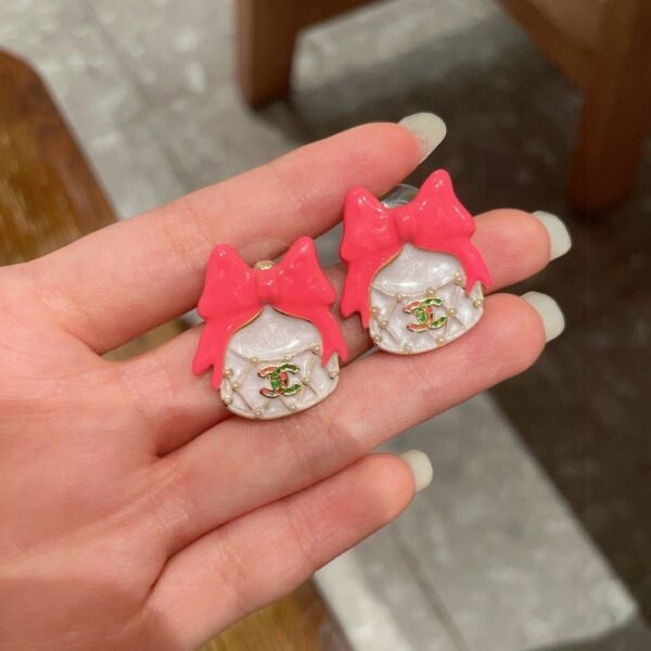 Chanel bow double C stud earrings